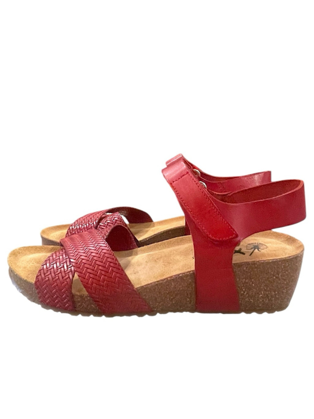 OTBT Womens Size 9M Harriett Woven Criss Cross Cork Wedge Sandal Leather Red - Picture 4 of 14